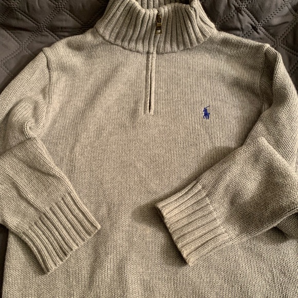 Boys M 10/12 Polo Ralph Lauren sweater. Gray is the color the logo is blue. - Picture 8 of 9